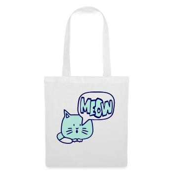 Süße Katze Comic Sprechblase Meow Miau Cartoon Fun - Stoffbeutel - Weiß - Vorne