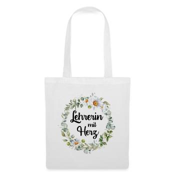 Lehrerin mit Herz! Personalisierbares Design - Stoffbeutel - Weiß - Vorne