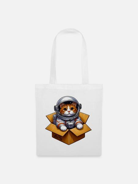 Astronaut Katze - Stoffbeutel - Weiß