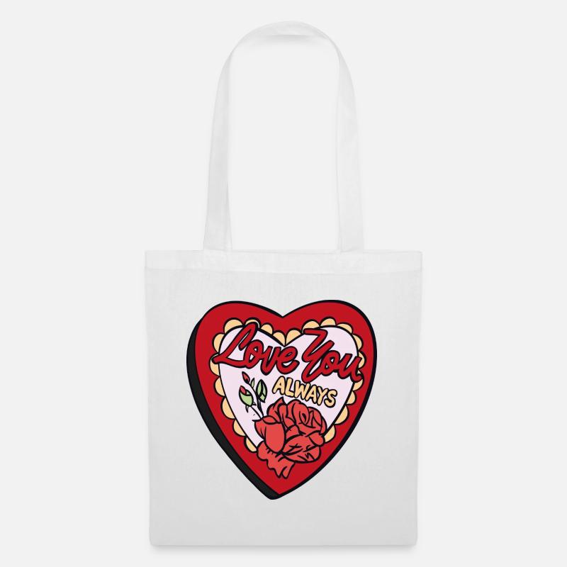 Love You Always – Romantisches Retro-Herz - Stoffbeutel - Weiß