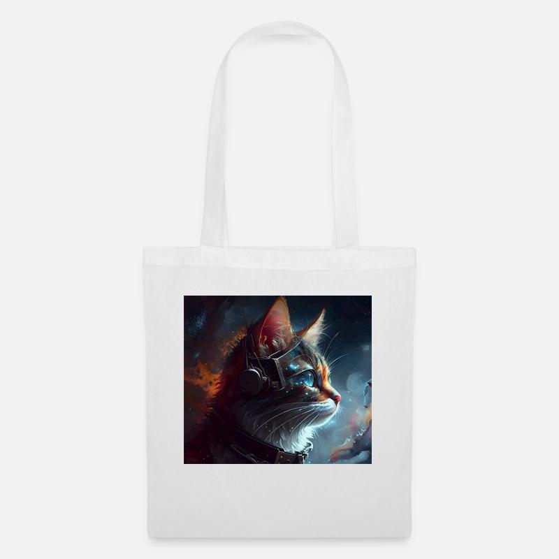 Futuristic Cat Sci-Fi Cyber - Tote Bag - white