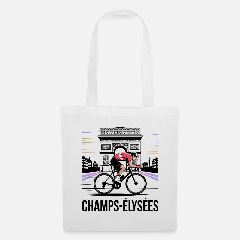 Endspurt auf den Champs-Élysées - Radsport - Stoffbeutel - Weiß