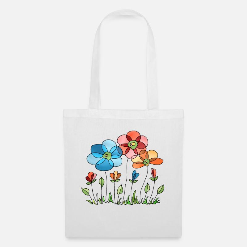 Blumen - Stoffbeutel - Weiß