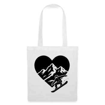 Snowboarder with heart mountain landscape in background - Tote Bag - white - Front