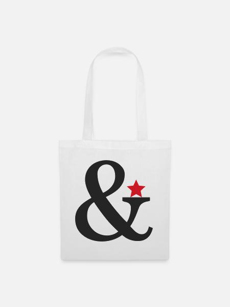 Ampersand mit rotem Sternakzent - Stoffbeutel - Weiß