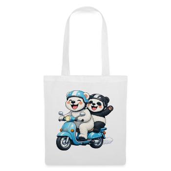 Polar Bear and Panda Bear on a Scooter - Tote Bag - white - Front
