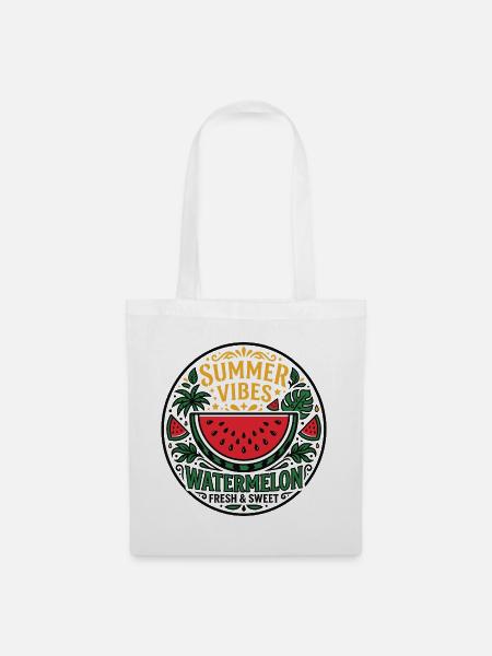 Sommer Vibes Wassermelone Motiv - Stoffbeutel - Weiß