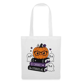 Halloween Kürbis mit Brille - Stoffbeutel - Weiß - Vorne