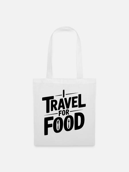 Ich reise zum Essen - Stoffbeutel - Weiß
