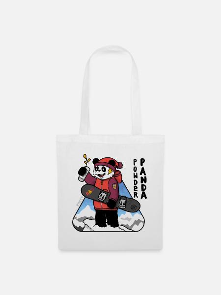 Bold Comic Powder Panda Snowboard-Kunst - Stoffbeutel - Weiß