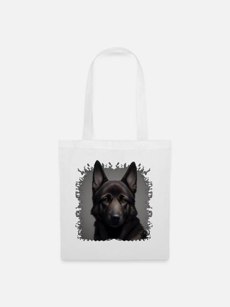 Dunkler Schäferhund  - Stoffbeutel - Weiß