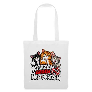 Katzen gegen Nzi-Bratzen - Stoffbeutel - Weiß - Vorne