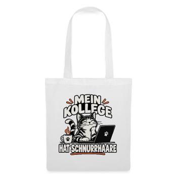 Mein Kollege hat Schnurrhaare Katze - Stoffbeutel - Weiß - Vorne