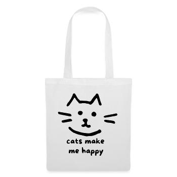 Cats Make Me Happy – das perfekte Statement für ec - Stoffbeutel - Weiß - Vorne