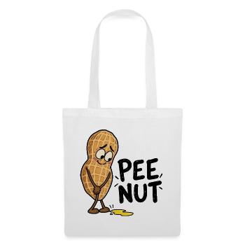 Pee Nut – Lustige Erdnuss mit Pfütze und Wortspiel - Stoffbeutel - Weiß - Vorne