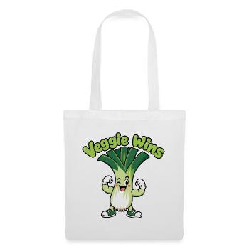 Veggie Wins: Lauchheld Cartoon - Stoffbeutel - Weiß - Vorne