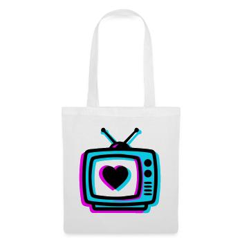Neon Herz TV Retro - Stoffbeutel - Weiß - Vorne