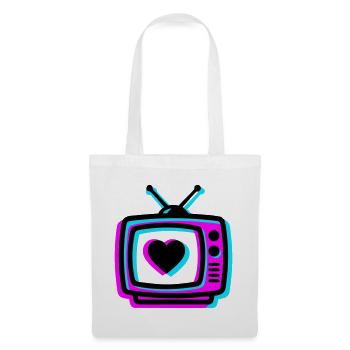 Pink TV Herz Glitch Icon - Stoffbeutel - Weiß - Vorne