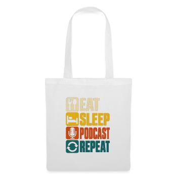 Eat Sleep Podcast Repeat Retro Design - Stoffbeutel - Weiß - Vorne