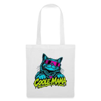 Coole Mama Katze Neon-Grafik - Stoffbeutel - Weiß - Vorne