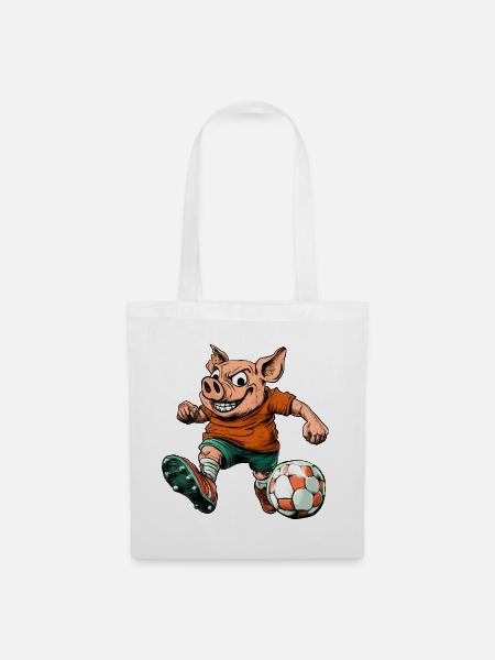 Schweine Fussball - Stoffbeutel - Weiß