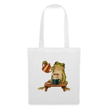 Frosch brüht Filterkaffee - Stoffbeutel - Weiß - Vorne