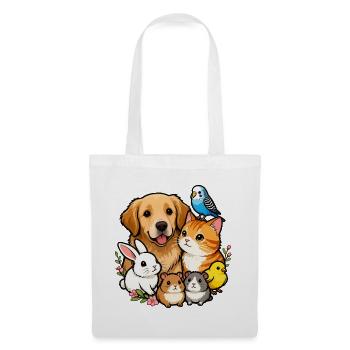 Bunte Tierfreunde 🐶🐱🐰🐹🐥🦜 - Stoffbeutel - Weiß - Vorne