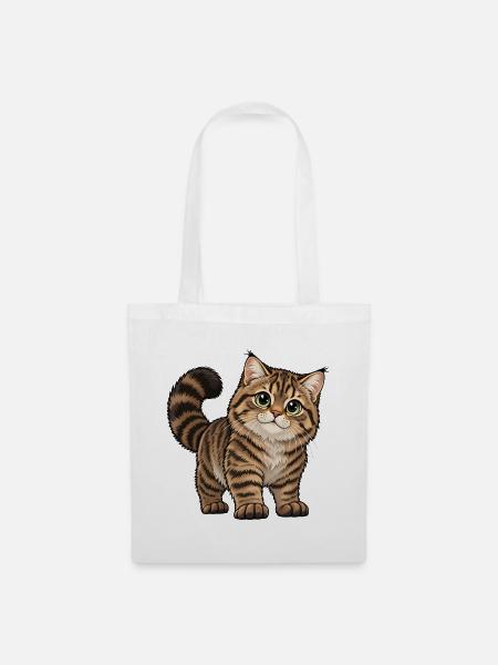 Schottische Wildkatze Kawaii Style - Stoffbeutel - Weiß