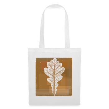Eichenblatt - Botanisch / Stencil Quadrat Rahmen - Stoffbeutel - Weiß - Vorne