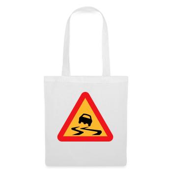 Route glissante voiture Avertissement - Sac en tissu - blanc - Devant