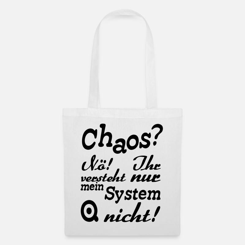 Chaos? Nö! - Fun, ADHS, Sprüche, Geschenk - Stoffbeutel - Weiß
