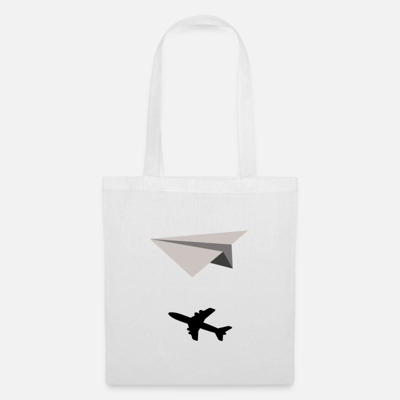 Papierflieger Schatten Flugzeug Geschenkidee - Stoffbeutel - Weiß