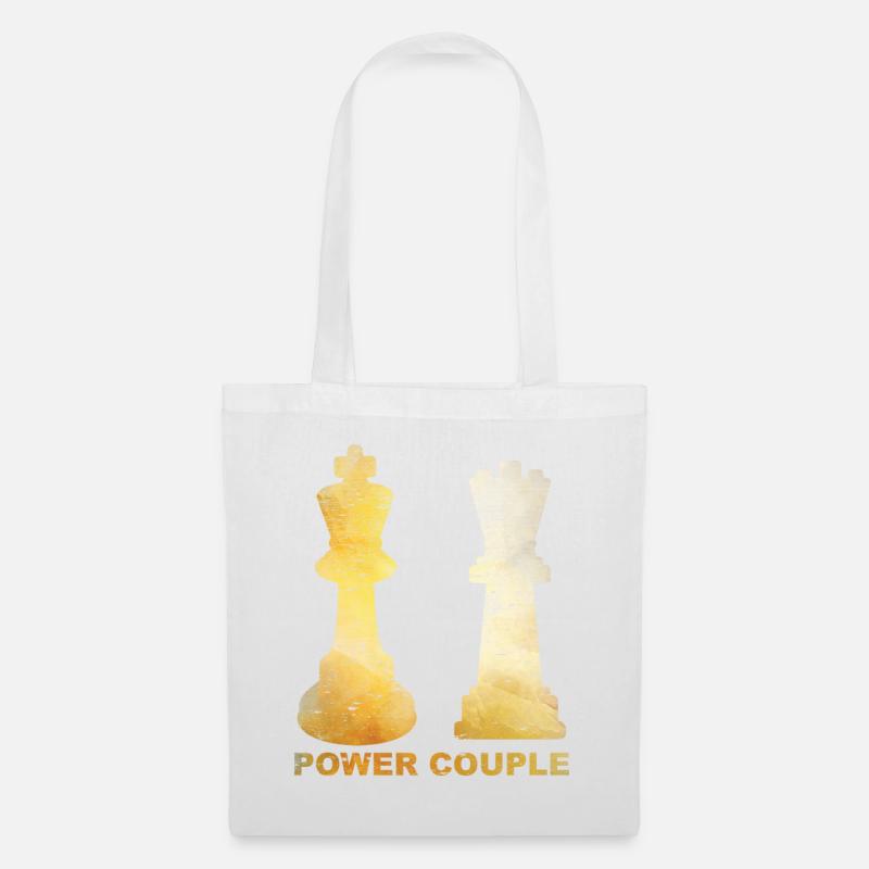 Power, Paar, König, Dame, Schach, Geschenk, Liebe - Stoffbeutel - Weiß