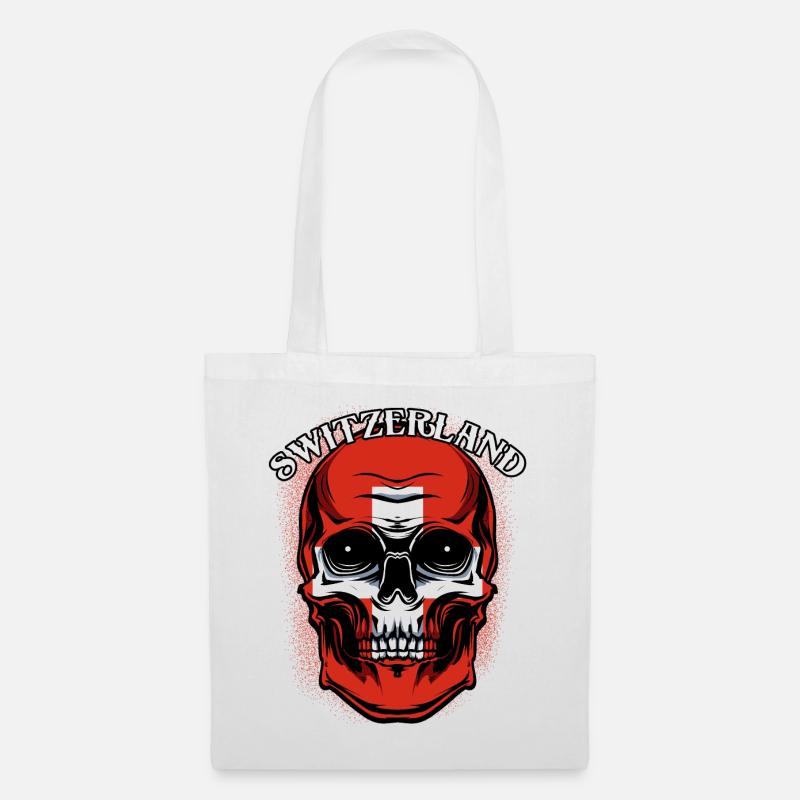 Schweizer Totenkopf | Schweiz Patriot Geschenk - Stoffbeutel - Weiß