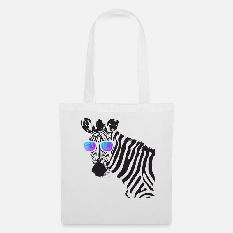 Zebra mit Sonnenbrille Shirt Witziges Sommer Zebra - Stoffbeutel - Weiß