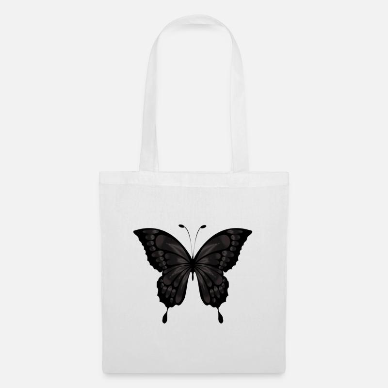 Schwarzer Schmetterling - Stoffbeutel - Weiß