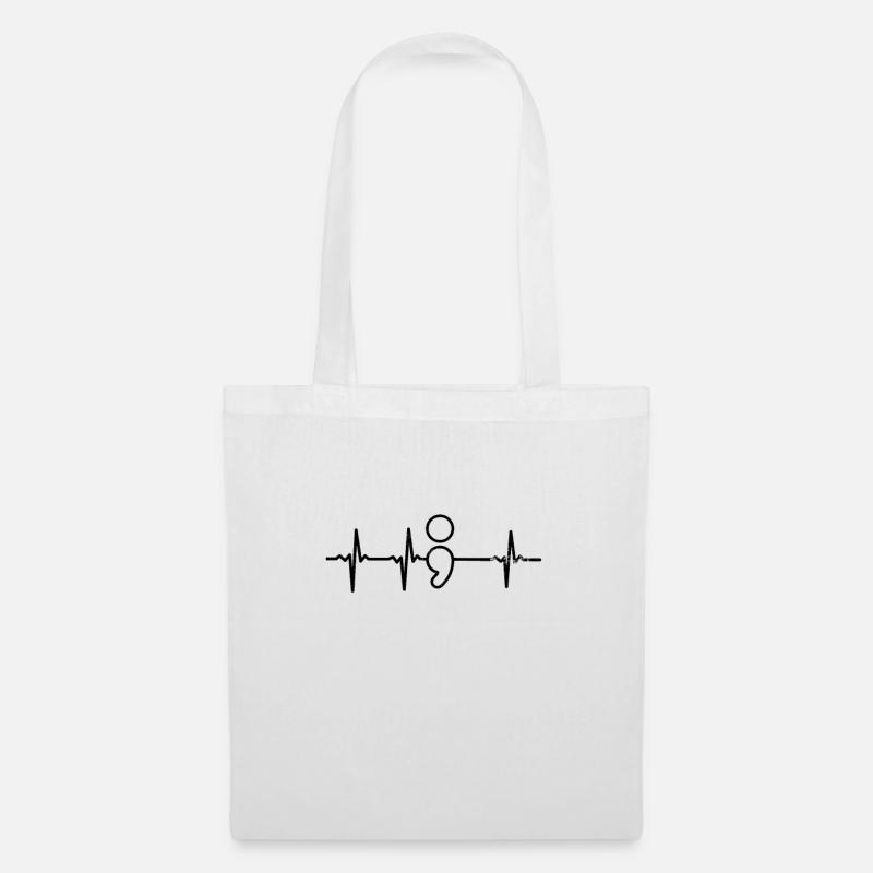 Depression Awareness Heartbeat ECG Gift Gift - Stoffbeutel - Weiß