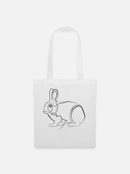 Kaninchen Hase - one-line drawing - Stoffbeutel - Weiß