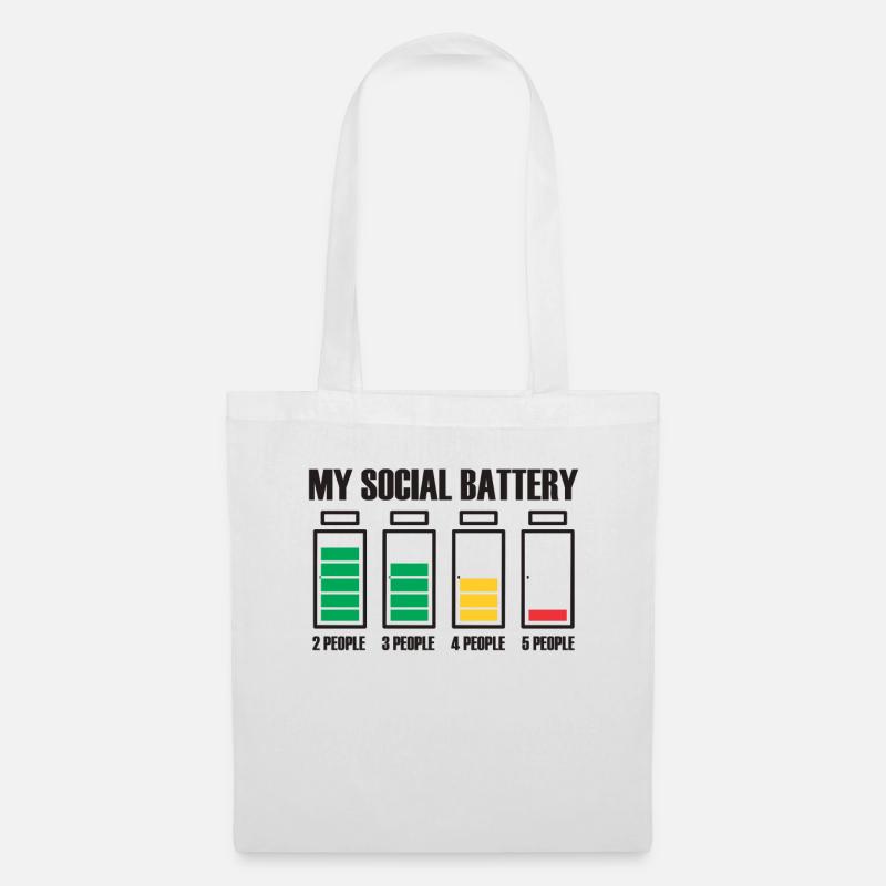 Introvertiert Social Battery Geschenkidee - Stoffbeutel - Weiß