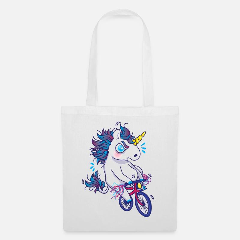 Süß Einhorn Tier Fahrrad Geschenk idee witzig - Stoffbeutel - Weiß