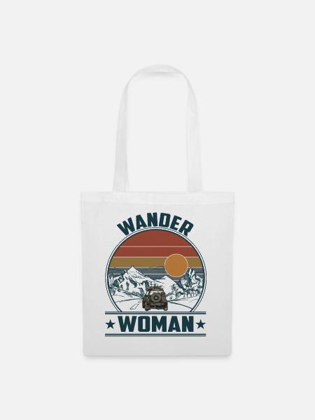Wander Woman Camping Hiking Vintage Sunset Jeep - Stoffbeutel - Weiß