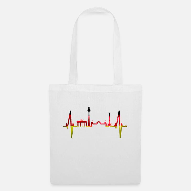 Berlin Herzschlag Berliner Skyline Geschenk Fan - Stoffbeutel - Weiß