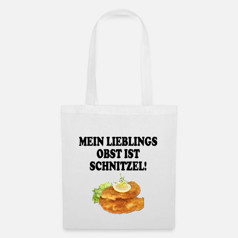 mein lieblinsobst ist schnitzel schwarz - Stoffbeutel - Weiß