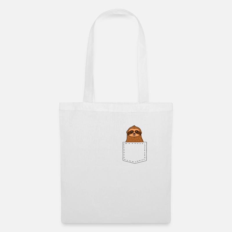 Faultier in Brusttasche - Stoffbeutel - Weiß