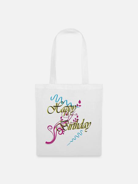 Happy Birthday - Stoffbeutel - Weiß