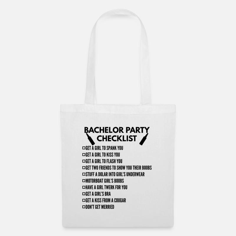 Bachelor Party Checkliste - Stoffbeutel - Weiß