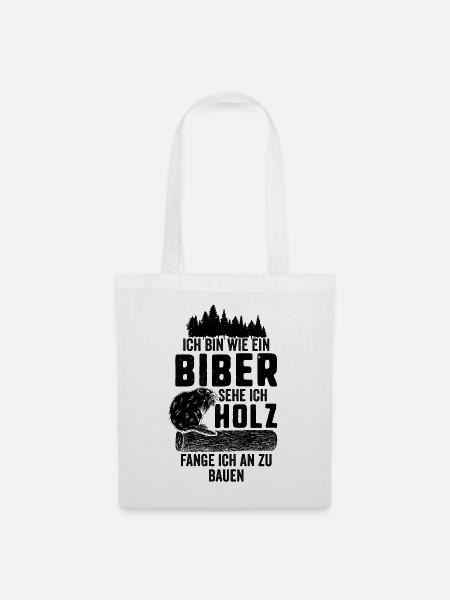 Schreiner Holz Biber Bauherr Tischler Zimmermann - Stoffbeutel - Weiß