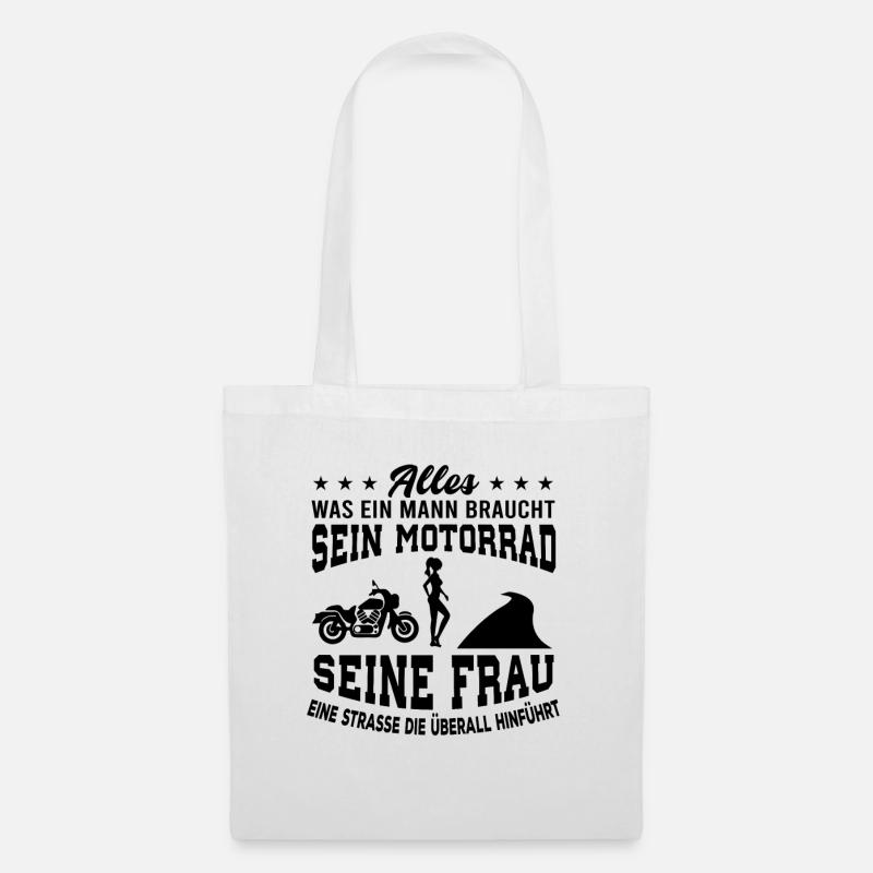 Mann Motorrad - Stoffbeutel - Weiß