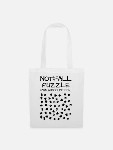 Notfall Puzzle Puzzlespiele Lustig Geschenk - Stoffbeutel - Weiß