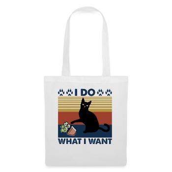 T-shirt Je fais ce que je veux chat avec plante - Sac en tissu - blanc - Devant